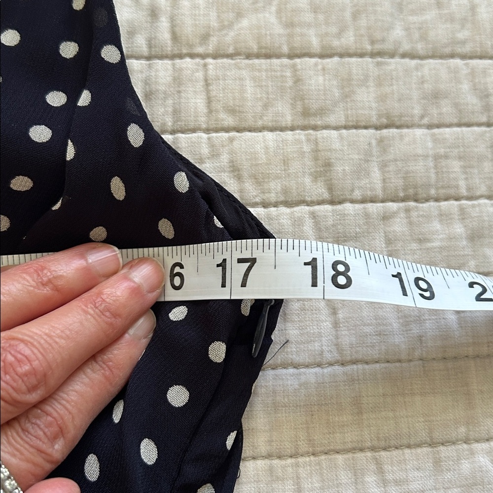 Style & Co. vtg navy polkadot chiffon feminine slip classic midi dress 8โ - Picture 14 of 14